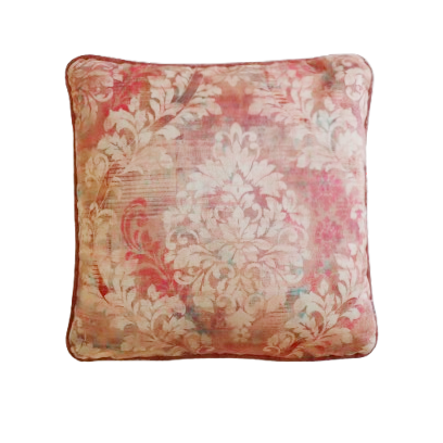 floral cushion cover with piped edge on a white background