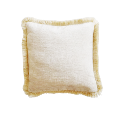 Buttermilk - Chenille Cushion Cover with Cotton Fringe