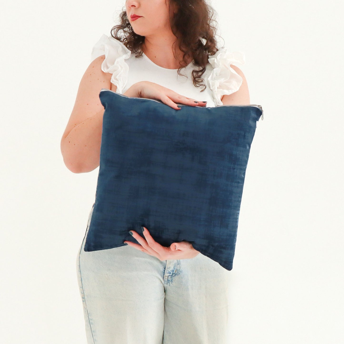 Lapus - Textured Velvet Cushion Cover with Exposed Zipper