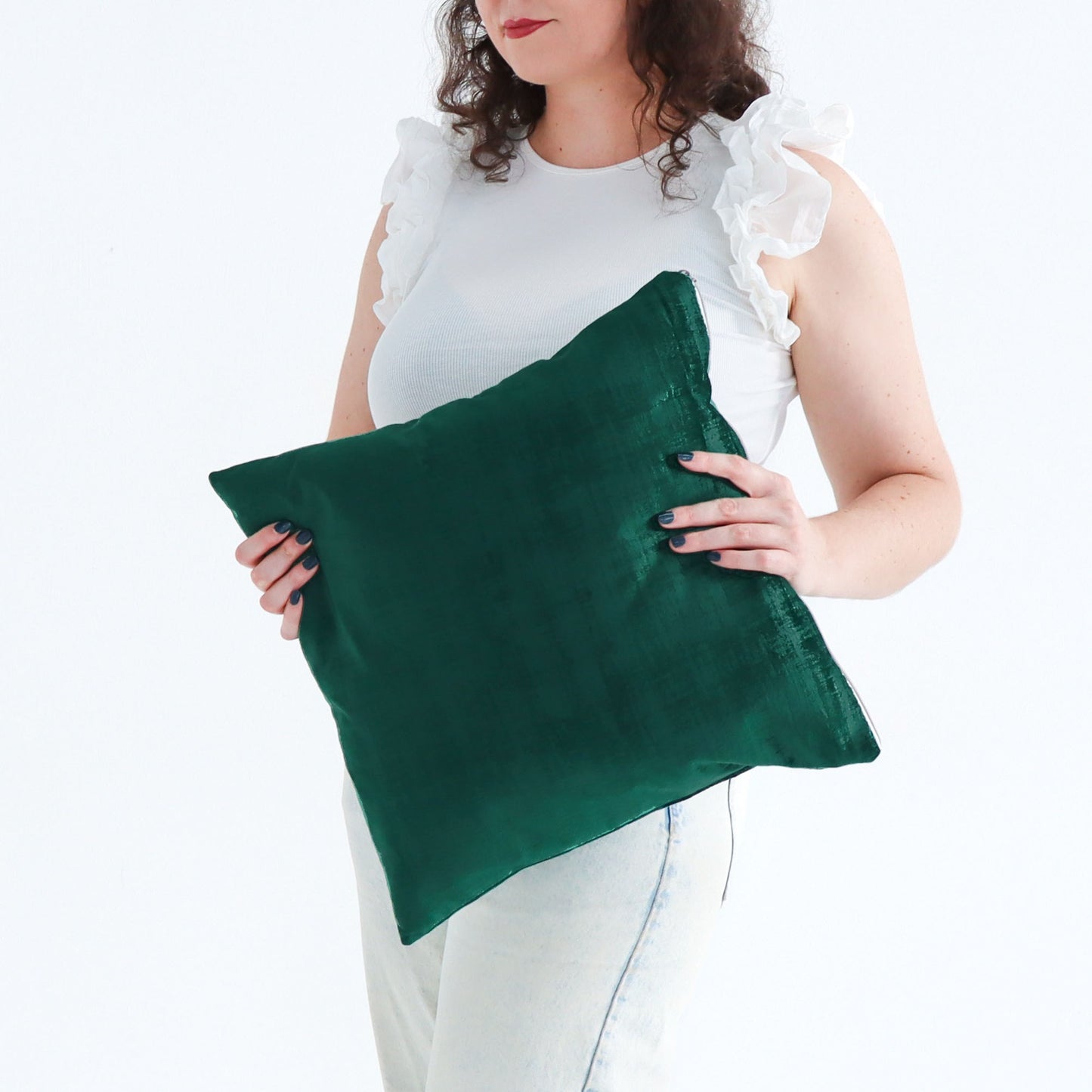 Pine - Textured Velvet Cushion Cover with Exposed Zipper