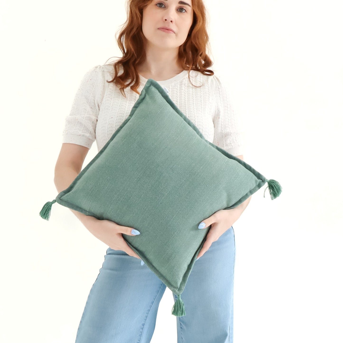 Fern - Handmade Cushion Cover with Tassels
