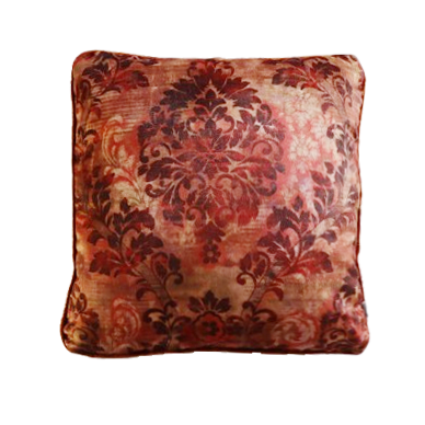 floral cushion cover with piped edge on a white background