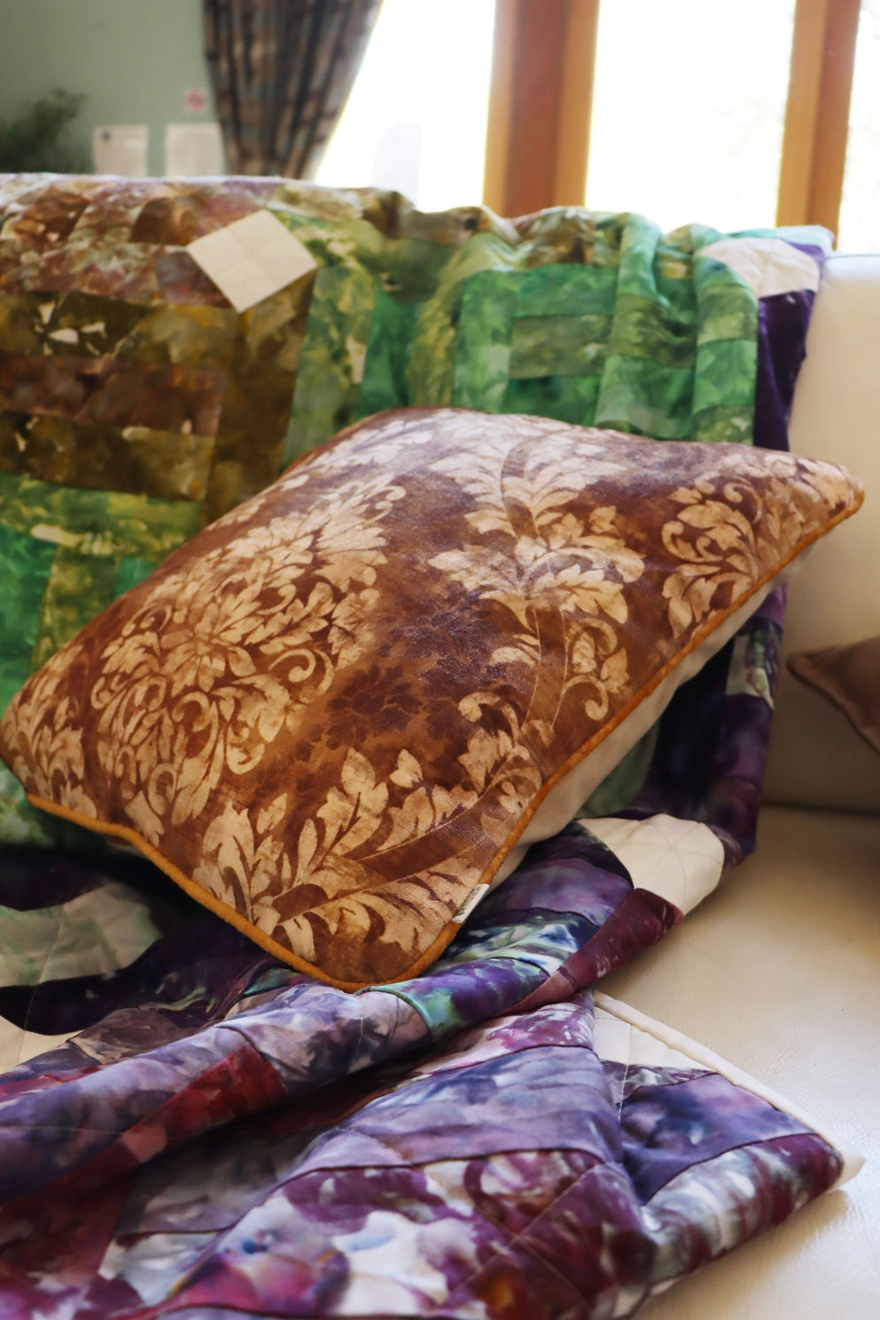floral cushion cover with piped edge