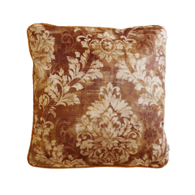 floral cushion cover with piped edge on a white background