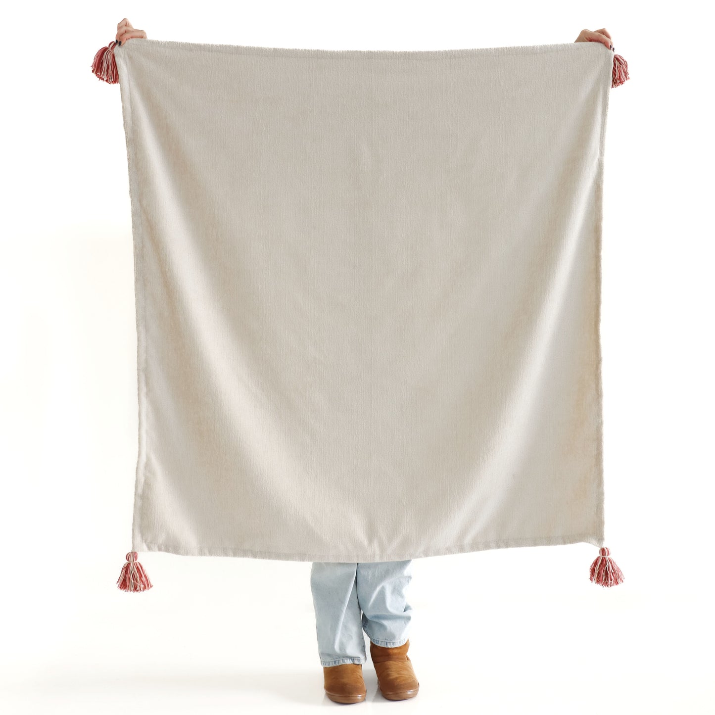 Coral - Chenille Blanket with Tassels