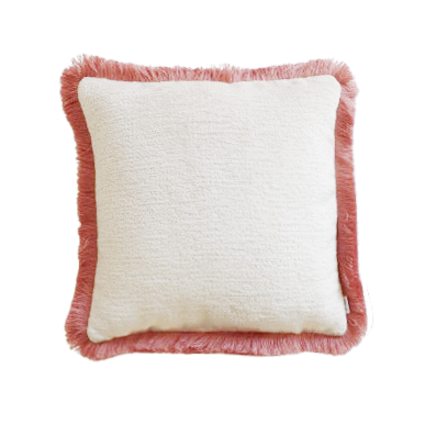 Tea Rose - Chenille Cushion Cover with Cotton Fringe