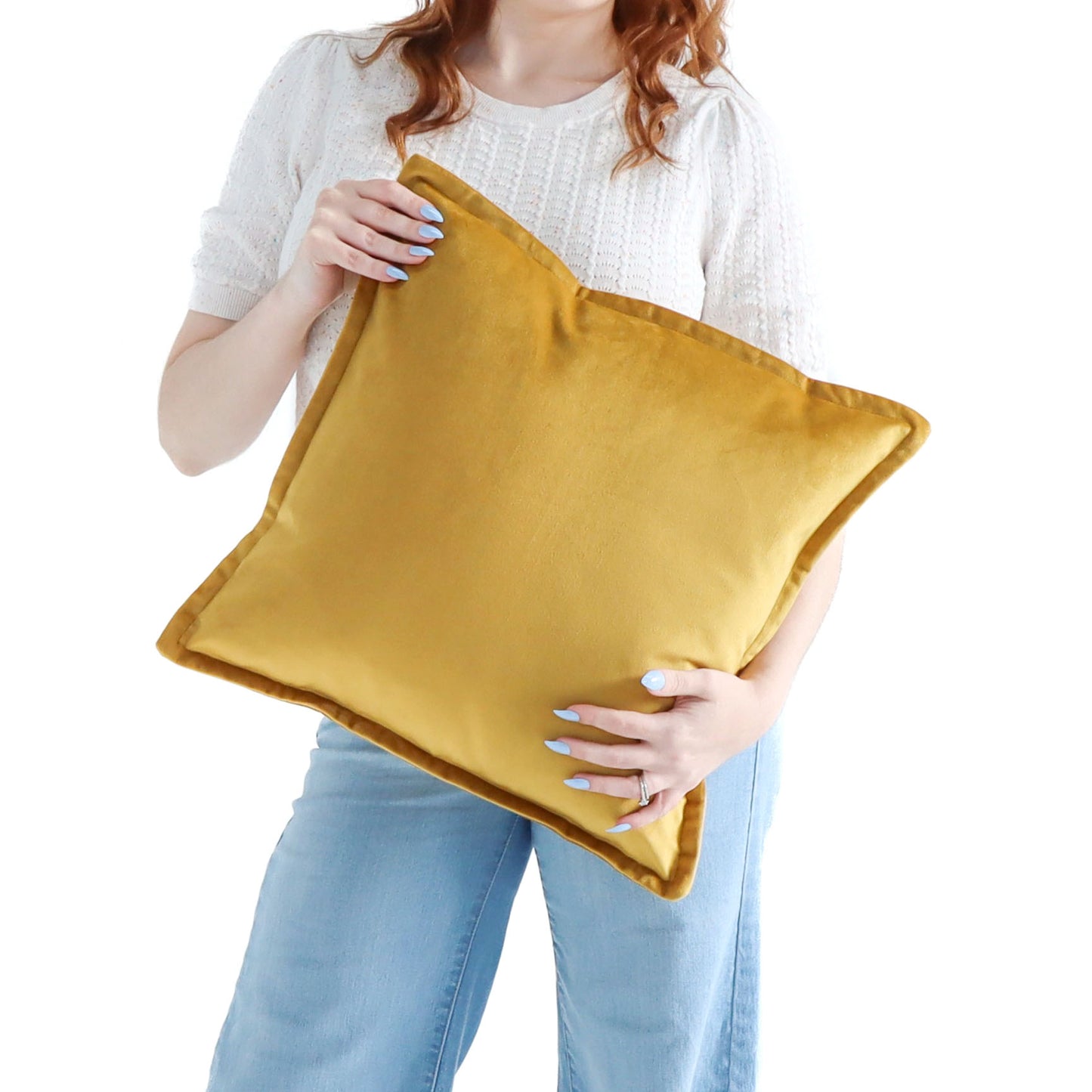 Amber - Velvet Cushion Cover with Flange Edging