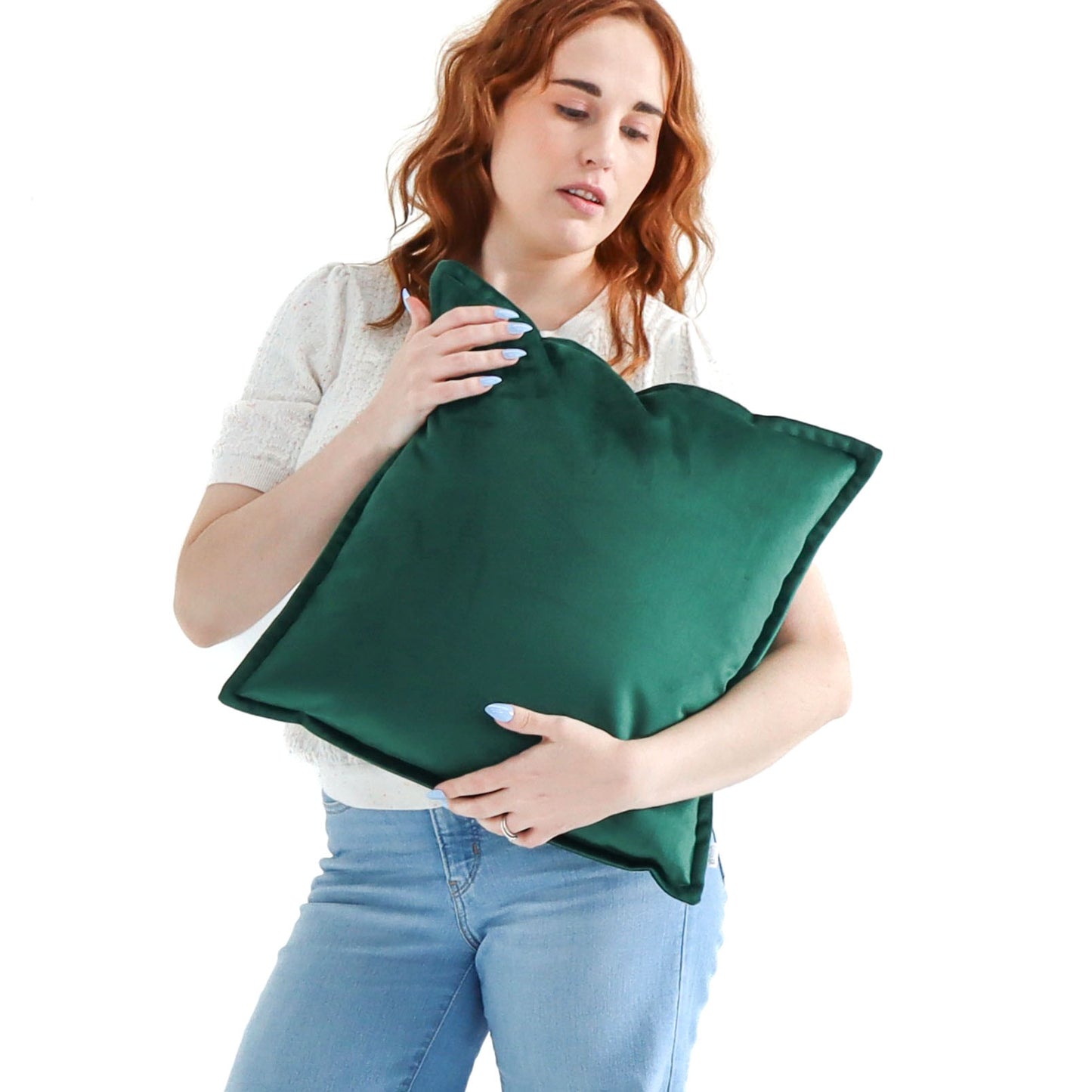 Verte - Velvet Cushion Cover with Flange Edging