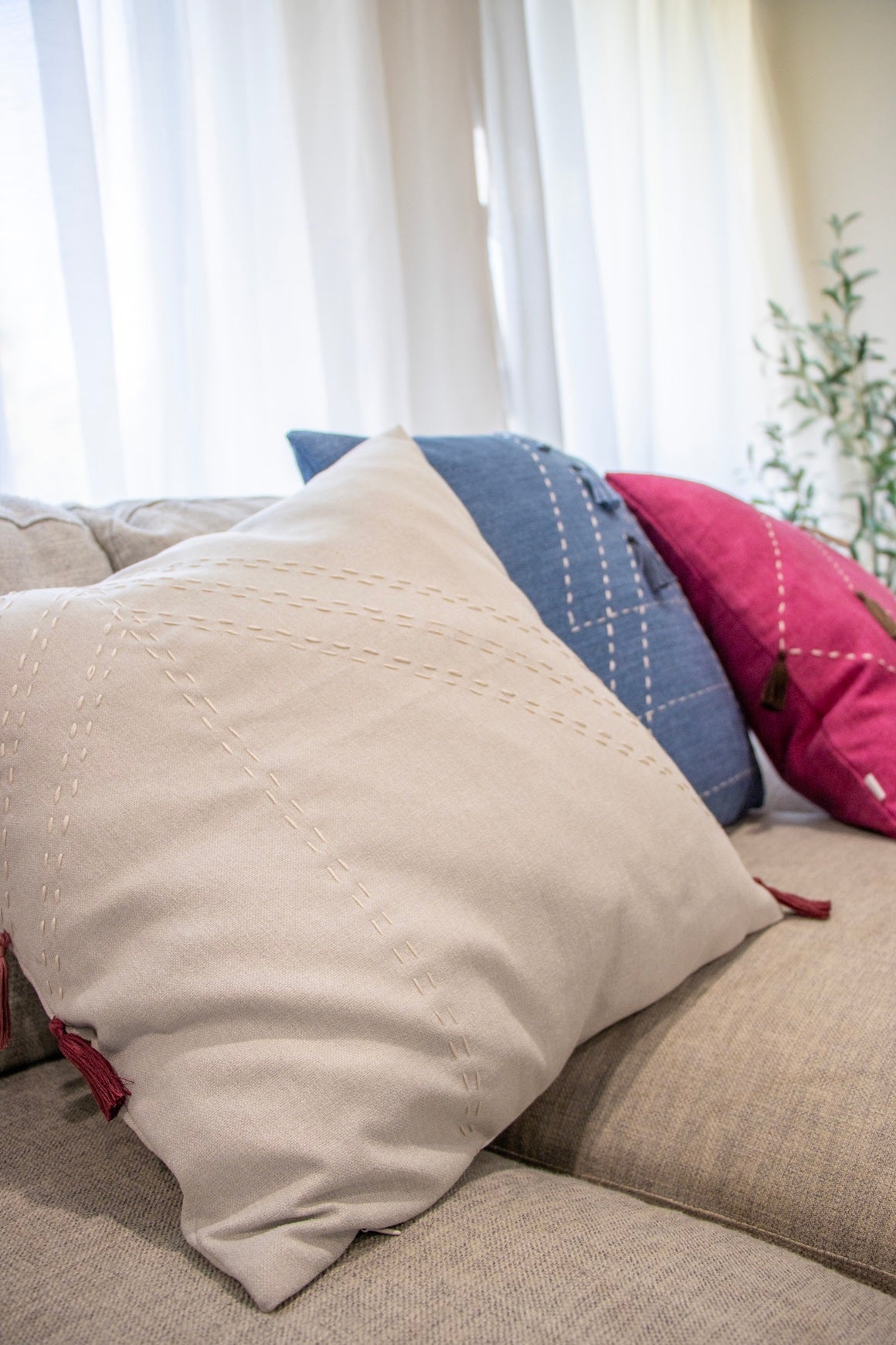 Joy - Cushion Cover with Embroidery and Tassels