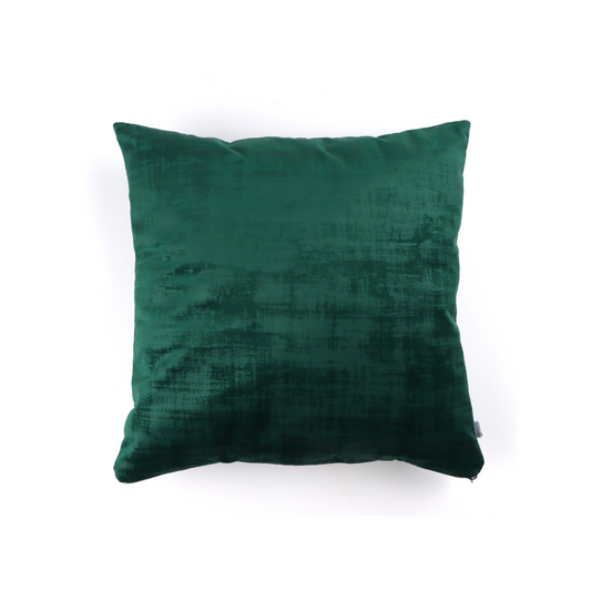 Front of bottle green textured velvet cushion cover with exposed zipper