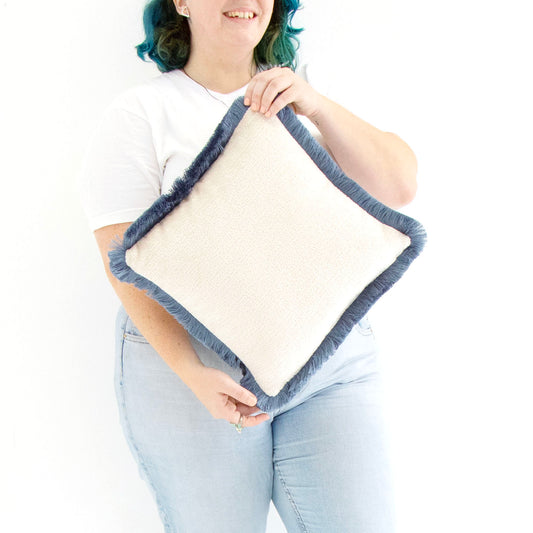Carolina - Chenille Cushion Cover with Cotton Fringe