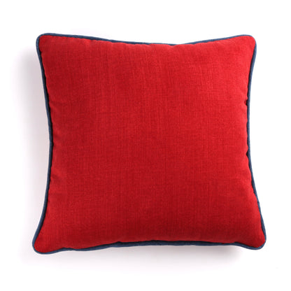 Back of red luxurious  Velvet Cushion Cover with Contrasting Piping