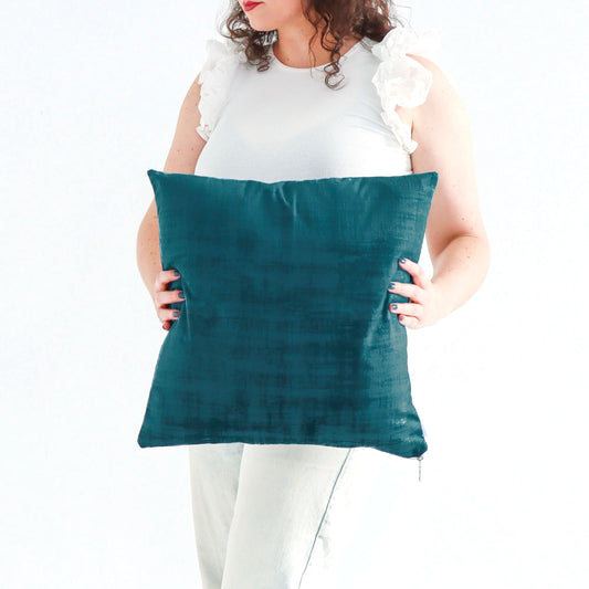 Jade - Textured Velvet Cushion Cover with Exposed Zipper