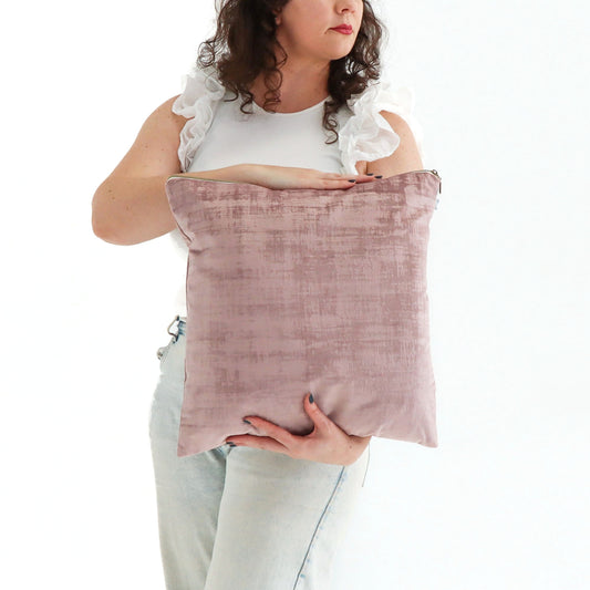 Lace - Textured Velvet Cushion Cover with Exposed Zipper
