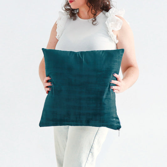 Jade - Textured Velvet Cushion Cover with Exposed Zipper