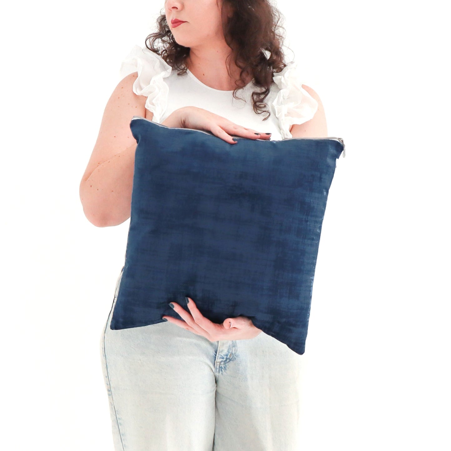 Lapus - Textured Velvet Cushion Cover with Exposed Zipper
