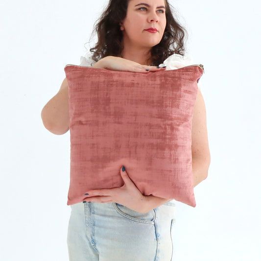 Rouge - Textured Velvet Cushion Cover with Exposed Zipper