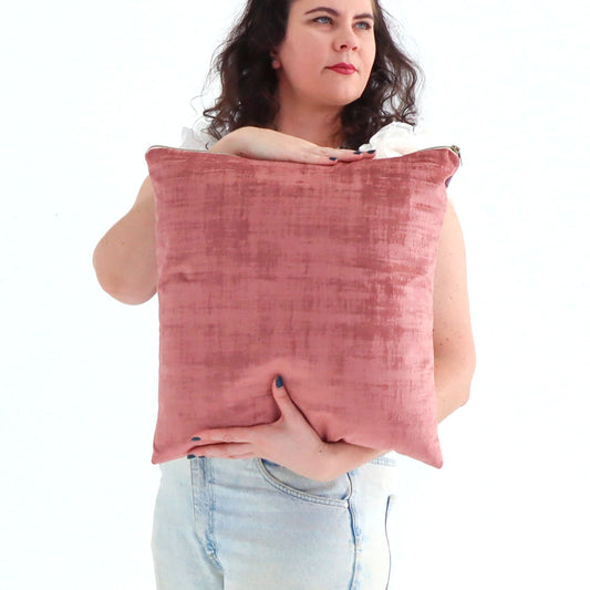 Rouge - Textured Velvet Cushion Cover with Exposed Zipper
