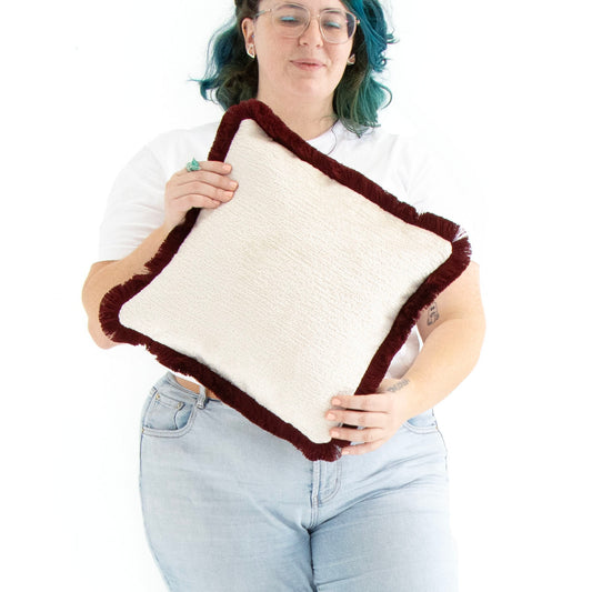 Sangria - Chenille Cushion Cover with Cotton Fringe