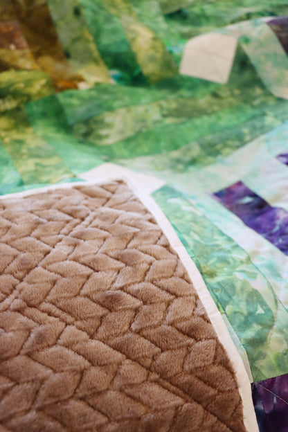 Down the Garden Path - Hand-Dyed Quilt with Mink Backing