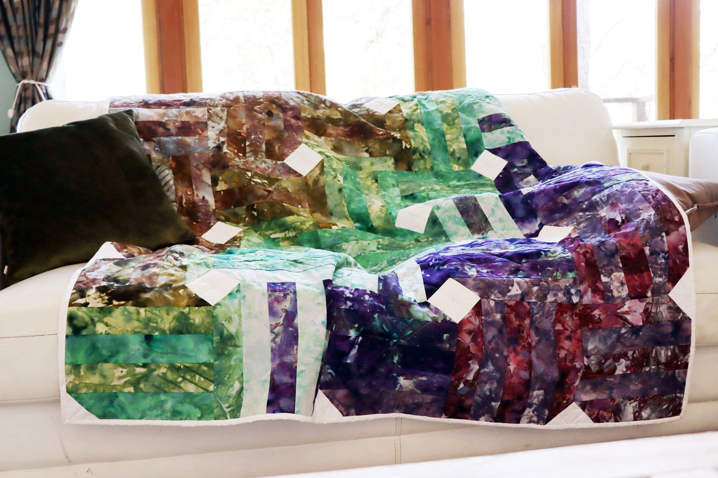 Down the Garden Path - Hand-Dyed Quilt with Mink Backing