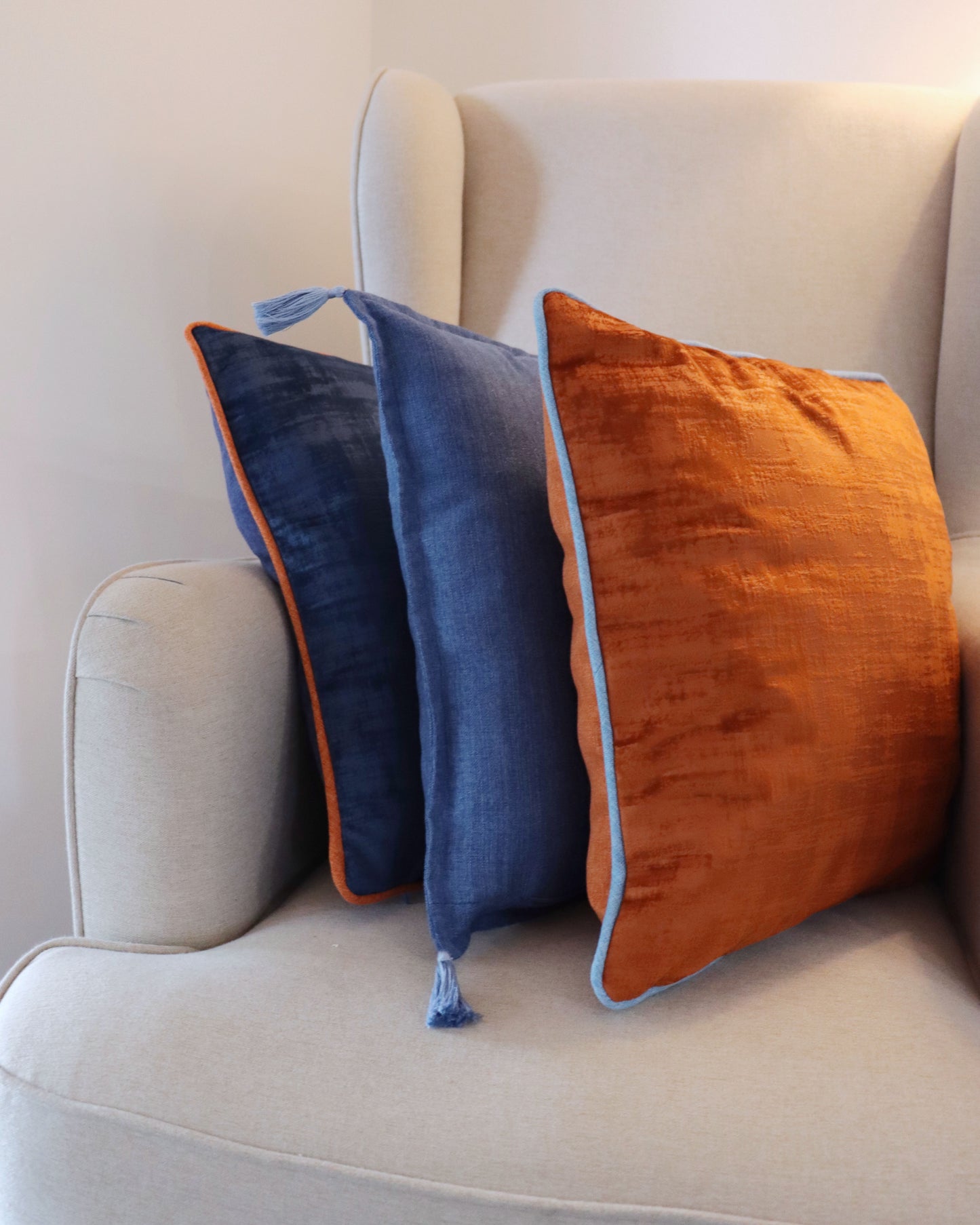 Cornflower - Handmade Cushion Cover with Tassels