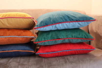 Colour options for handmade Velvet Cushion Cover with Contrasting Piping