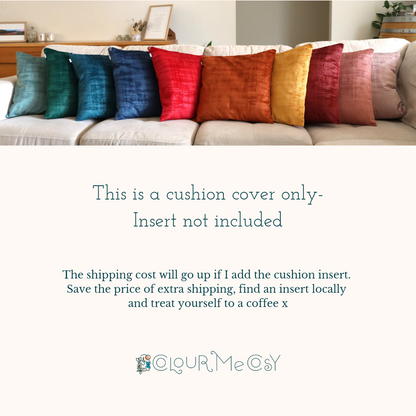 Text box - inserts not included with velvet cushion cover with flange edging