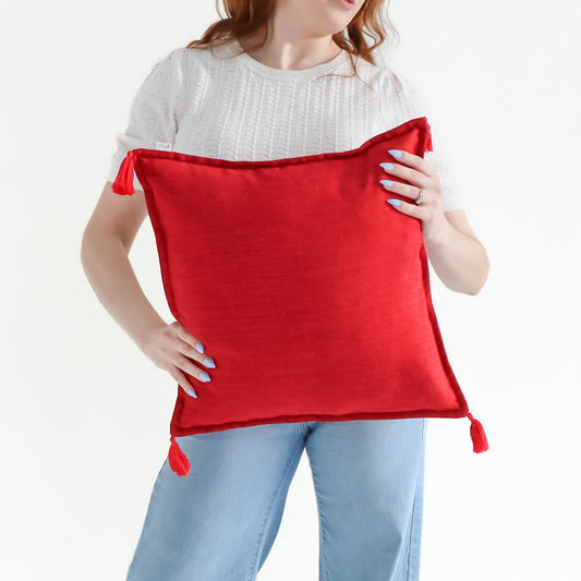 Cerise - Handmade Cushion Cover with Tassels