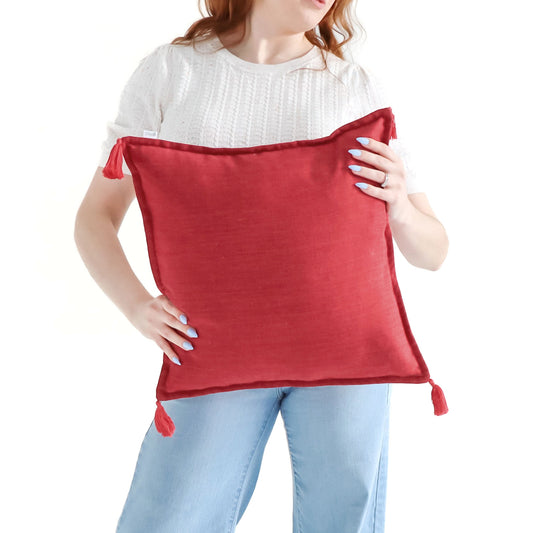 Cerise - Handmade Cushion Cover with Tassels