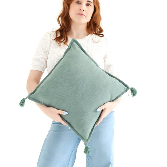 Fern - Handmade Cushion Cover with Tassels