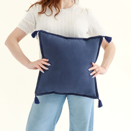 Indigo - Handmade Cushion Cover with Tassels