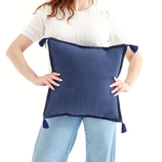 Indigo - Handmade Cushion Cover with Tassels