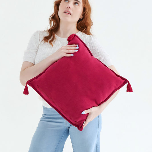Magenta - Handmade Cushion Cover with Tassels
