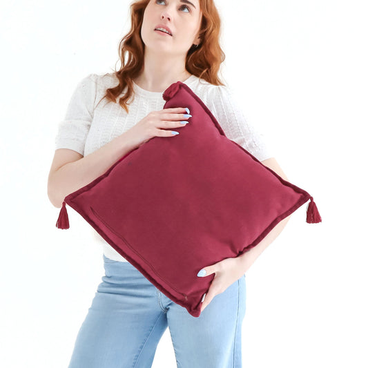 Magenta - Handmade Cushion Cover with Tassels