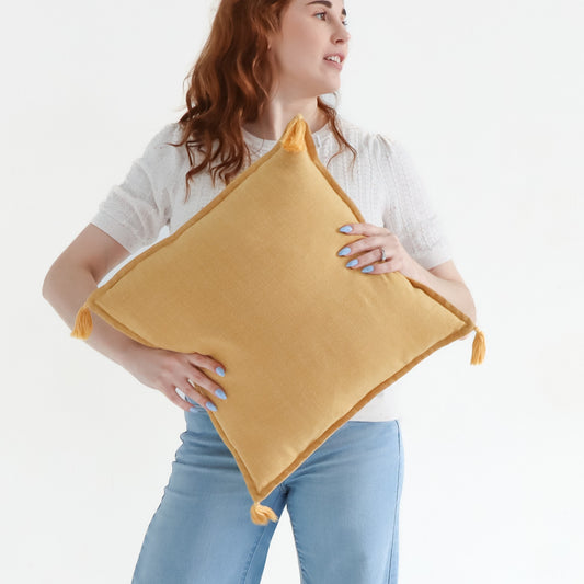 Marigold - Handmade Cushion Cover with Tassels