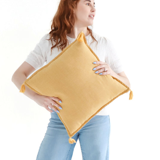 Marigold - Handmade Cushion Cover with Tassels