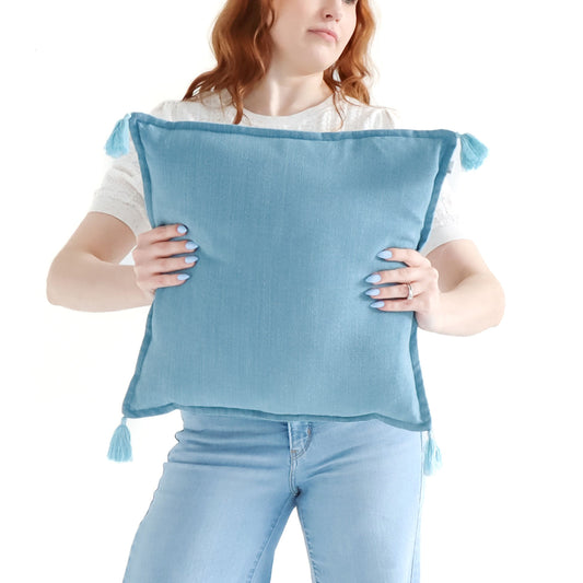 Sky - Handmade Cushion Cover with Tassels