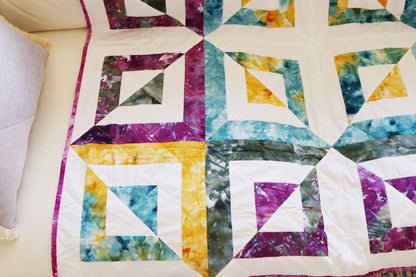 Opposites Attract - Hand-Dyed Quilt with Mink Backing