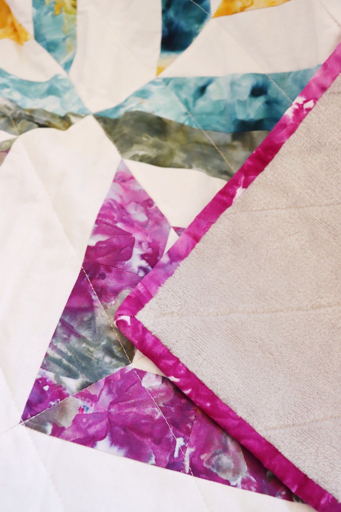 Opposites Attract - Hand-Dyed Quilt with Mink Backing