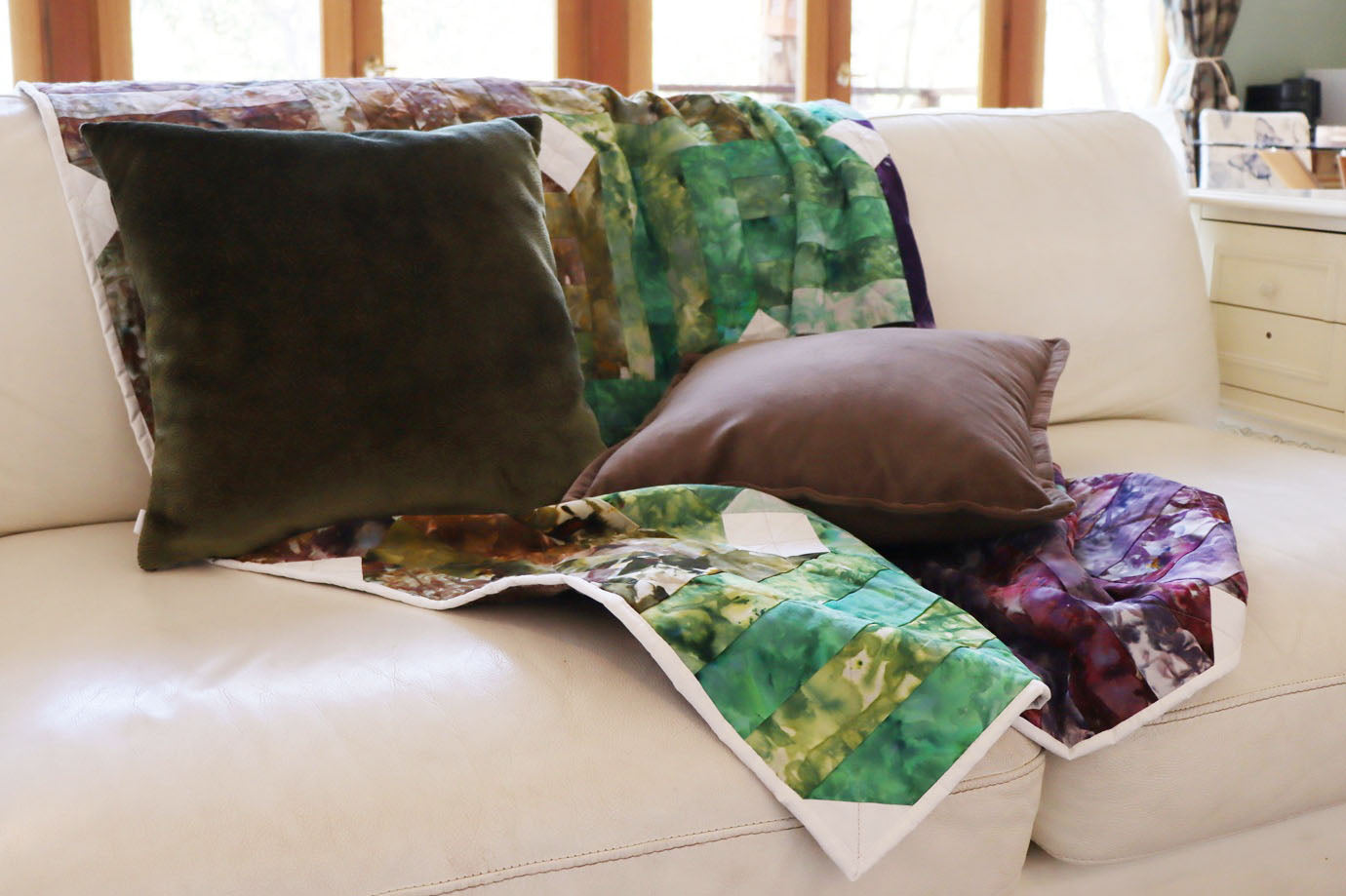 Down the Garden Path - Hand-Dyed Quilt with Mink Backing