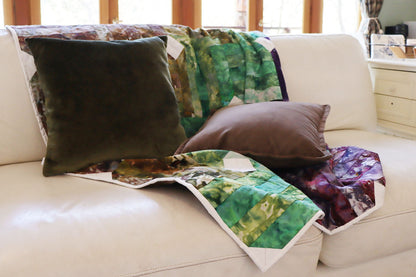 Down the Garden Path - Hand-Dyed Quilt with Mink Backing
