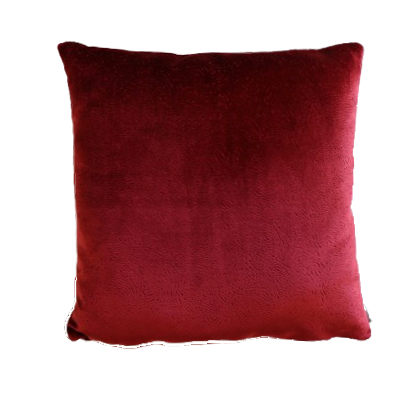 Red textured velvet cushion cover on a white background
