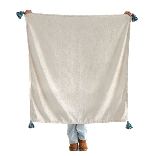Sapphire - Chenille Blanket with Tassels