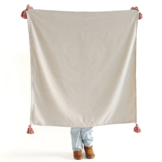 Coral - Chenille Blanket with Tassels