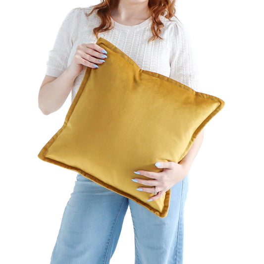 Amber - Velvet Cushion Cover with Flange Edging