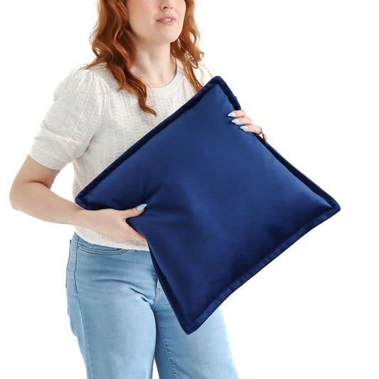 Azul - Velvet Cushion Cover with Flange Edging