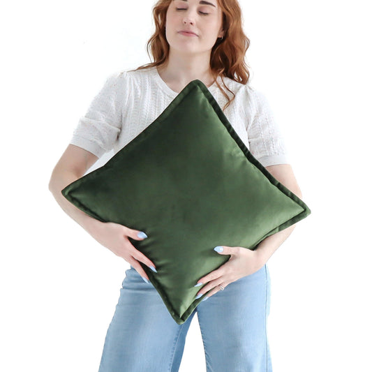 Moss - Velvet Cushion Cover with Flange Edging
