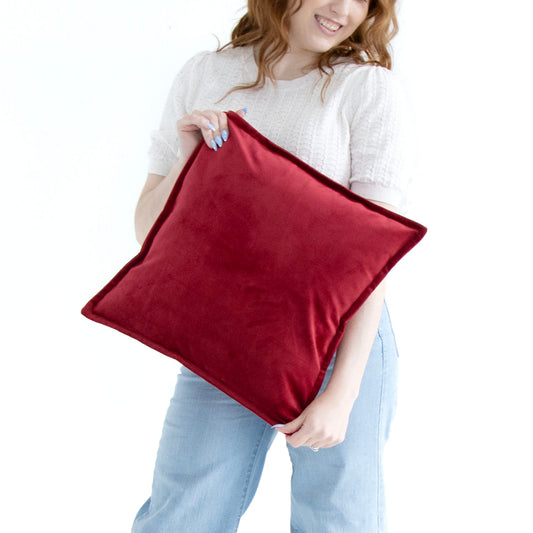 Rubine - Velvet Cushion Cover with Flange Edging